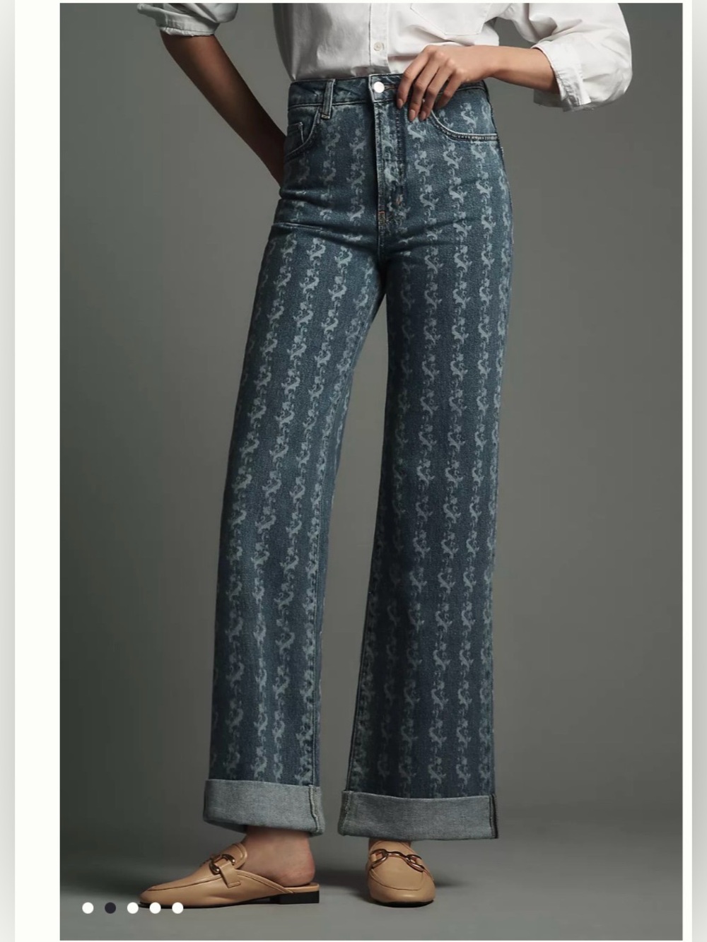 The Austyn High-Rise Cuffed Wide-Leg Jeans by Pilcro: Printed Edition - Picture 2 of 5